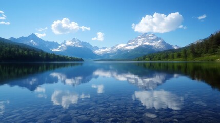 Wall Mural - Mcdonald lake reflecting pristine wilderness in glacier national park