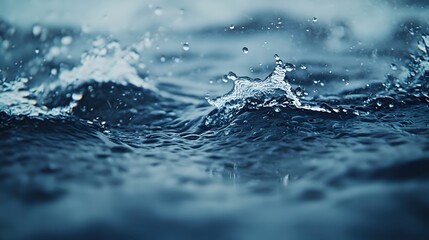 Poster - Splashing water surface with droplets and ripples creating a dynamic and refreshing scene