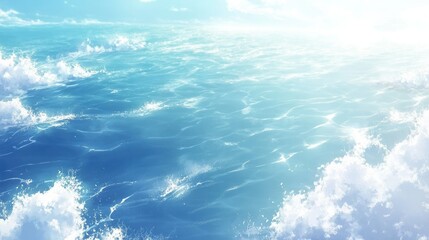 Aufkleber - Soft and gentle sea waves forming delicate ripples in the sunlight, ideal for a serene water background