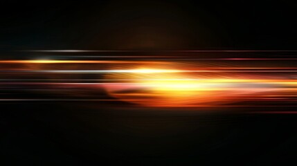 Poster - Fast light speed is depicted through a lightspeed curve streak trail line, accompanied by a long orange way effect, glowing exposure, blurred motion, and a sparkling flow, all set on an abstract