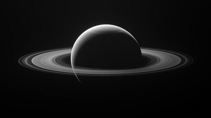 Poster - A planet with a single thin ring circling it.