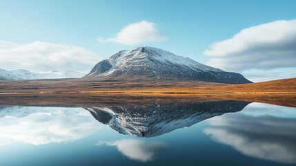 Poster - A perfectly symmetrical mountain reflected in a still lake