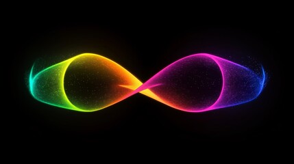 Aufkleber - A neon rainbow ribbon twisting through an endless void