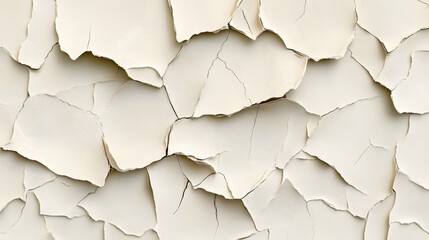 Poster - Abstract Texture of Cracked White Paint on Wall Surface with Detailed Lines and Patterns