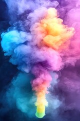 Poster - Colorful smoke explosion with vibrant hues and ethereal swirls creating a mesmerizing abstract