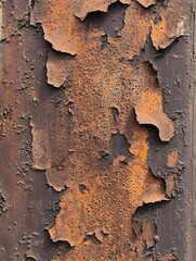 Poster - Abstract Iron Surface with Orange Rust and Flaking Paint Showing Decay and Weathering