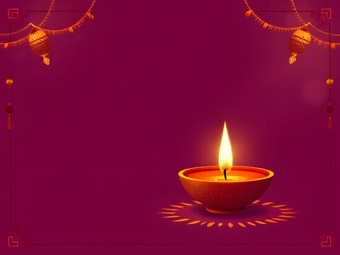 A vibrant and colorful banner featuring a traditional Diwali diya oil lamp, adorned with intricate designs and patterns, set against a warm golden background with subtle textures, evoking a sense.