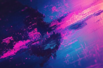Fototapete - Abstract glitch art background showing distorted pixel sorting effect with pink and blue colors