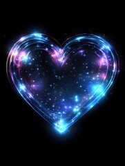 Poster - Luminous heart with sparkling stars against a dark background evoking love and romance
