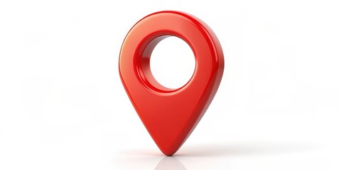 Fototapete - Red Map Pointer Icon on White Background