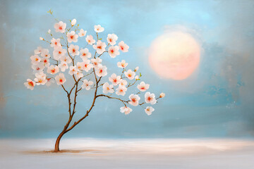 Sticker - P A calming pastel image of a Japanese plum b