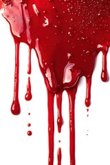 Poster - Dripping Red Liquid Abstract Art on White Background for Valentine's Day or Horror Theme