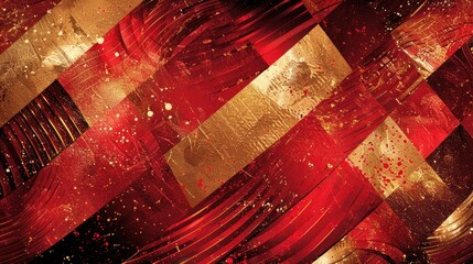 Poster - Abstract Red and Gold Pattern with Smooth Lines and Textured Background for Creative Projects