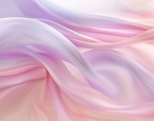 Poster - Soft Flowing Fabric Waves in Pastel Shades of Pink, Purple, and White for Background Design