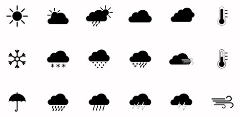 Wall Mural - modern weather icons set. flat vector symbols on white background.