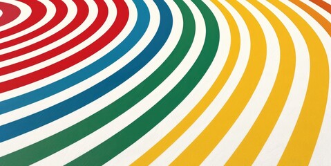 Poster - Vibrant Vintage Colorful Retro Waves Design with Red Blue Green Yellow Lines on White Background