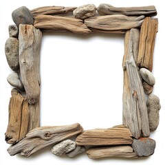 Rustic Wooden Frame With Natural Stones