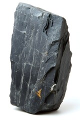 Poster - Striking close up of a dark grey slate stone slab with natural rough texture and mineral veins