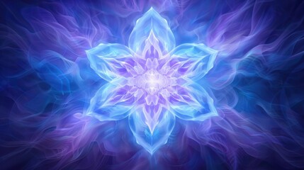 Poster - Colorful glowing flower design with swirling light patterns and abstract background effects