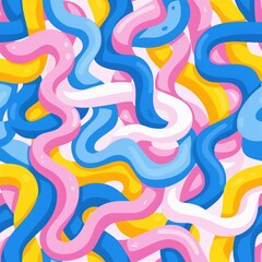 Poster - Colorful Swirling Patterns with Soft Curves and Vibrant Tones in Abstract Design