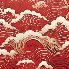 red and gold wave pattern background art illustration ideal for product display or decoration