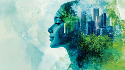 Wall Mural - modern and elegant illustration representing a sustainable world, diversity and innovation 