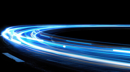 Poster - long exposure light trails create dynamic, vibrant scene of moving vehicles at night, showcasing bea