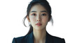 © HavingFunShop - Portrait of a young Asian woman in business attire, bright expression, natural makeup, friendly and approachable look, transparent background