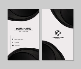 Wall Mural - Dark abstract wave line business card design