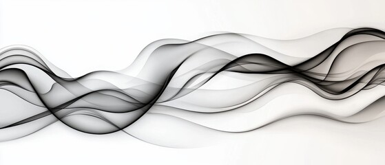 Poster - Abstract flowing waves in black and white create a dynamic visual effect.