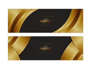 Wall Mural - Dark gold abstract wave banner