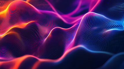 Canvas Print - abstract wave lines pattern dynamic colorful light flowing isolated on black background. concept of 