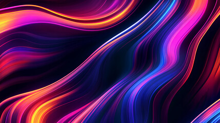 Canvas Print - abstract wave lines pattern dynamic colorful light flowing isolated on black background. concept of 