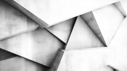 Poster - abstract white background with texture pattern, layered geometric triangle shapes, white and grey gl