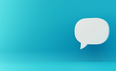 3d blank Chat message speech icon. social media online message box concept. isolated on blue background 