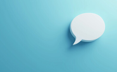 3d blank Chat message speech icon. social media online message box concept. isolated on blue background 