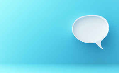 3d blank Chat message speech icon. social media online message box concept. isolated on blue background 