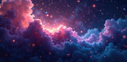 Wall Mural - cosmic mist with sparkling stars and shimmering silver particles, stars, space, nebula