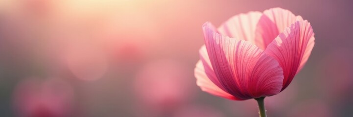 Poster - Delicate opium poppy petals unfolding in soft light, pastel colors, petals