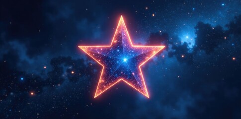 Wall Mural - star with a blue ribbon that glows softly in the darkness, glowing, galaxies, cosmos