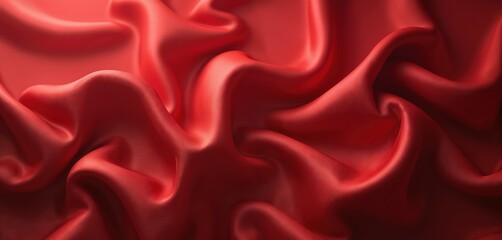 Aufkleber - Smooth luxurious red silk satin background with curves. Rich crimson color, elegant decorative drape with natural flowing folds for party celebration ceremony design. Textile surface with soft silky