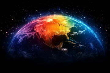colorful earth against a starry background