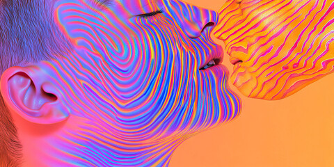 Poster - Two Faces with Swirling Patterns in Close Proximity