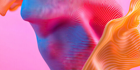 Poster - abstract composition of textured forms in pink, orange, and blue