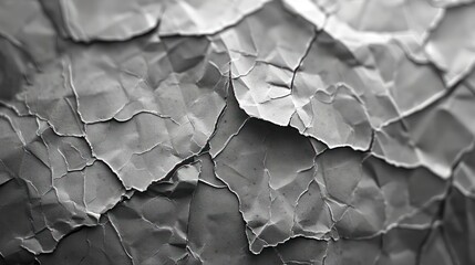 Poster - Close-up of crumpled paper texture in grayscale, showcasing intricate details and patterns.