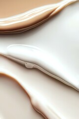 Poster - Smooth flowing curves in cream and white create elegant abstract waves with soft gradients and gentle shadows for luxury branding and modern design projects.