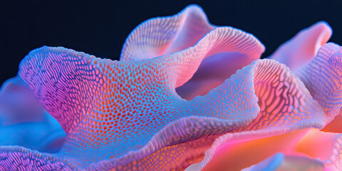 Poster - Close-up of Textured Organic Form with Pink and Blue Illumination