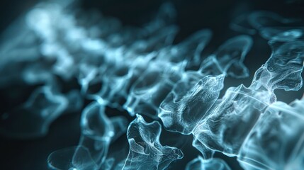 Poster - A close-up view of a translucent spine, highlighting vertebrae structure and anatomy.