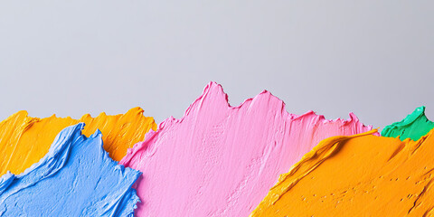 Poster - textured paint swatch arrangement: pink, orange, blue, and green hues