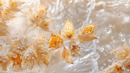 Aufkleber - Delicate flowers submerged in water, creating a serene and artistic visual effect.